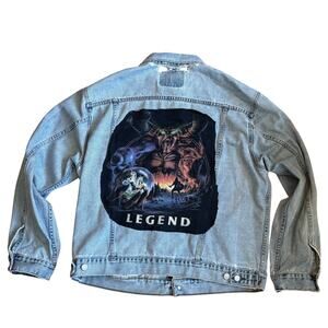 VTG Levi's Standard Trucker XL Denim Jacket Distressed LEGEND 1985 Dark Fantasy
